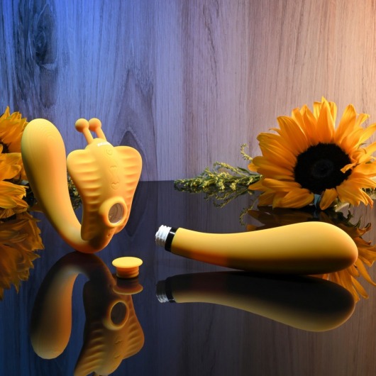 Желтый безремневой вибрострапон The Monarch - 23 см. - Evolved - купить с доставкой в Обнинске