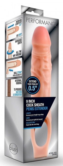 Телесная насадка на пенис 9 Inch Cock Sheath Extender - 22,2 см. - Blush Novelties - в Обнинске купить с доставкой