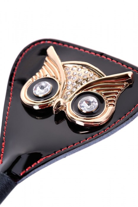 Чёрный стек с совой на кожаном наконечнике - 24 см. - ToyFa - купить с доставкой в Обнинске