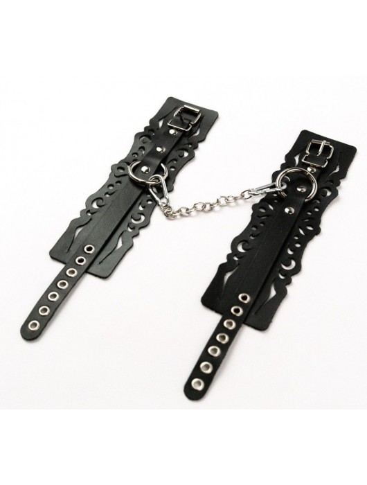 Узорчатые кожаные оковы с регулируемыми ремешками - Crazy Handmade - купить с доставкой в Обнинске