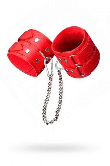 Кожаные красные оковы с цепочкой - Sitabella - купить с доставкой в Обнинске