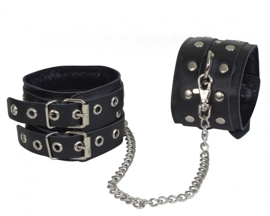 Чёрные кожаные оковы, соединенные цепочкой - Sitabella - купить с доставкой в Обнинске