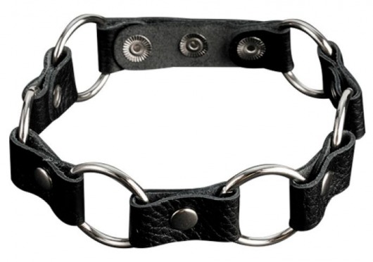 Кожаный черный ошейник с кольцами - Sitabella - купить с доставкой в Обнинске