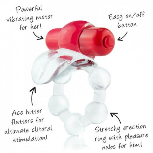 Виброкольцо с язычком и красным виброэлементом Overtime - Screaming O - в Обнинске купить с доставкой