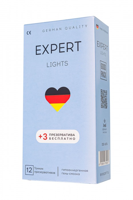 Ультратонкие презервативы EXPERT Lights - 12 шт.(+3 в подарок) - Expert - купить с доставкой в Обнинске