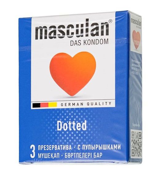 Презервативы с пупырышками Masculan Dotted - 3 шт. - Masculan - купить с доставкой в Обнинске