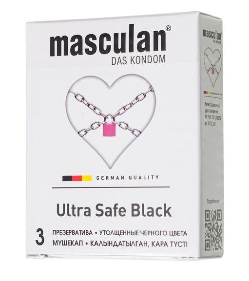 Ультрапрочные презервативы Masculan Ultra Safe Black - 3 шт. - Masculan - купить с доставкой в Обнинске