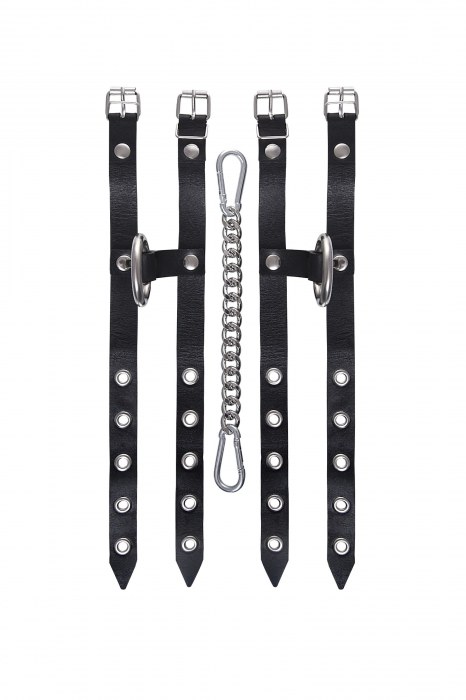 Черные однослойные кожаные оковы из двух ремешков - Pecado - купить с доставкой в Обнинске