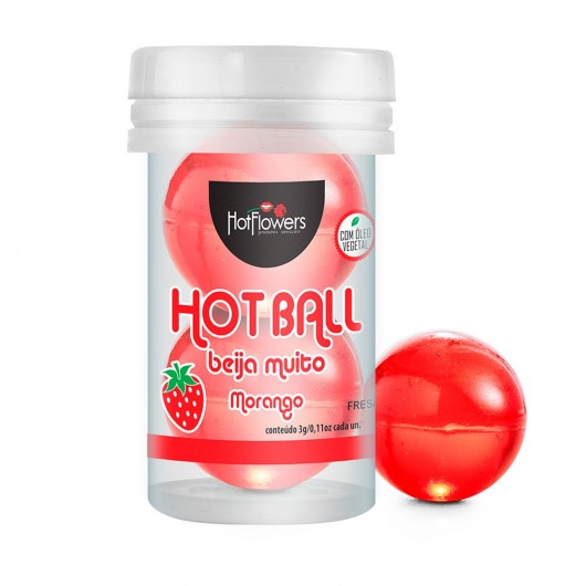 Лубрикант на масляной основе Hot Ball Beija Muito с ароматом клубники (2 шарика по 3 гр.) - HotFlowers - купить с доставкой в Обнинске