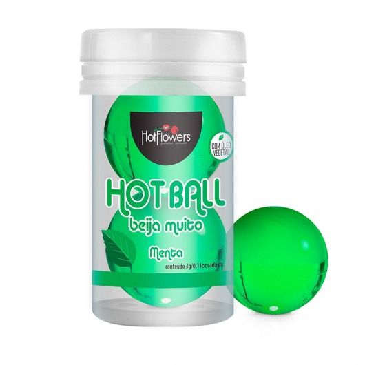 Лубрикант на масляной основе Hot Ball Beija Muito с ароматом мяты (2 шарика по 3 гр.) - HotFlowers - купить с доставкой в Обнинске