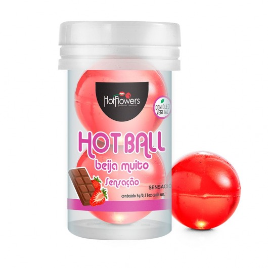 Лубрикант на масляной основе Hot Ball Beija Muito с ароматом шоколада и клубники (2 шарика по 3 гр.) - HotFlowers - купить с доставкой в Обнинске