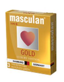 Презервативы Masculan Ultra Gold с золотым напылением и ароматом ванили - 3 шт. - Masculan - купить с доставкой в Обнинске