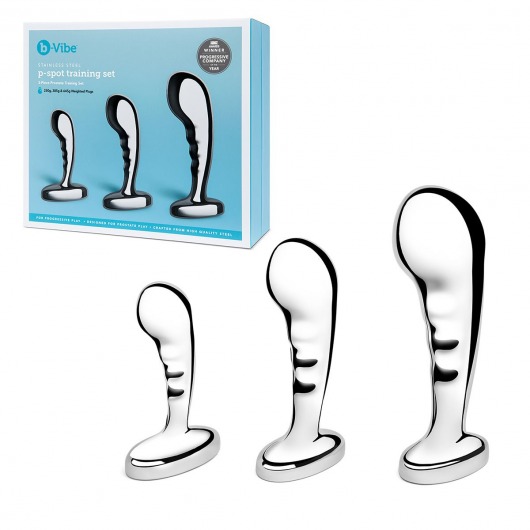 Набор из 3 стальных стимуляторов простаты Stainless Steel P-spot Training Set - b-Vibe - в Обнинске купить с доставкой