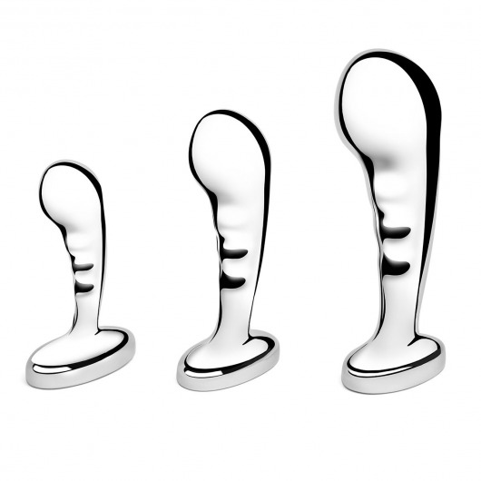 Набор из 3 стальных стимуляторов простаты Stainless Steel P-spot Training Set - b-Vibe - в Обнинске купить с доставкой