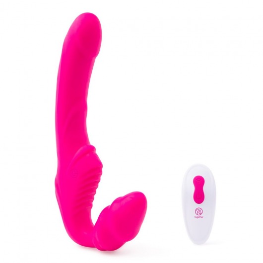 Розовый безремневой страпон на радиоуправлении Strapless Together - 22 см. - Together Toy - купить с доставкой в Обнинске