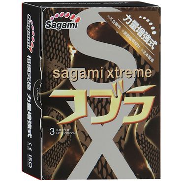 Суженные к основанию презервативы Sagami Xtreme COBRA - 3 шт. - Sagami - купить с доставкой в Обнинске