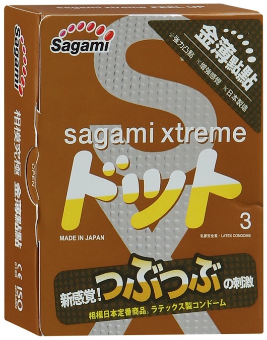 Презервативы Sagami Xtreme FEEL UP с точечной текстурой и линиями прилегания - 3 шт. - Sagami - купить с доставкой в Обнинске