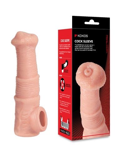 Телесная фантазийная насадка на член Cock Sleeve Size M - KOKOS - в Обнинске купить с доставкой