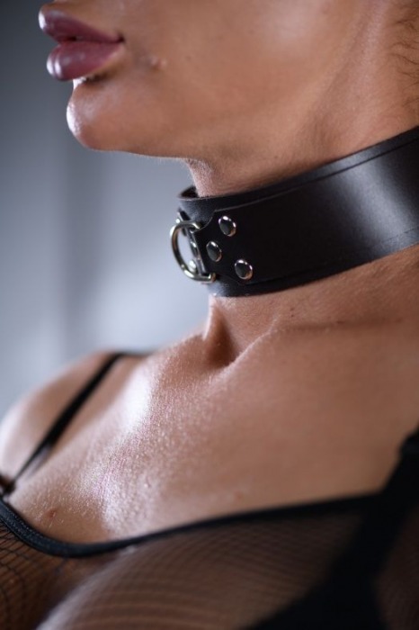 Коричневый кожаный ошейник Sex Game - БДСМ Арсенал - купить с доставкой в Обнинске