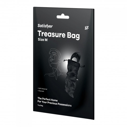 Черный мешочек для хранения игрушек Treasure Bag M - Satisfyer - купить с доставкой в Обнинске