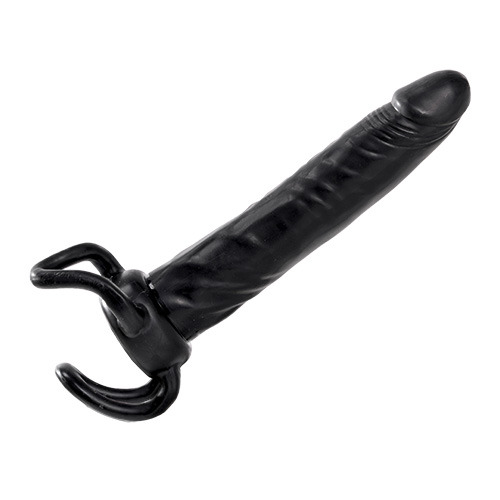 Чёрная насадка-фаллос для двойного проникновения INFLATABLE DILDO SLIM DONG  - 13,5 см. - Toyz4lovers - в Обнинске купить с доставкой