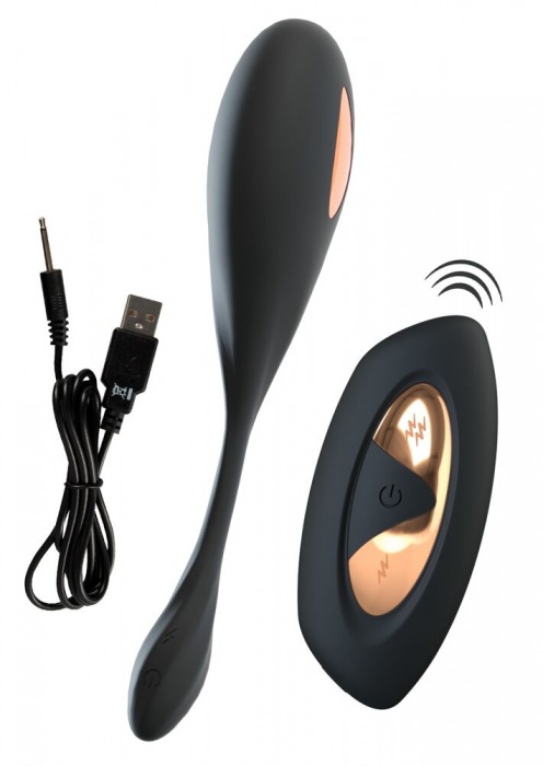 Черное виброяйцо RC Vibrating E-Stim Love Ball с электростимуляцией - Orion - купить с доставкой в Обнинске