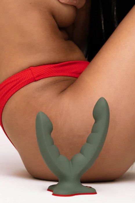 Оливковый двойной фаллоимитатор Ryde - 12,3 см. - Fun Factory