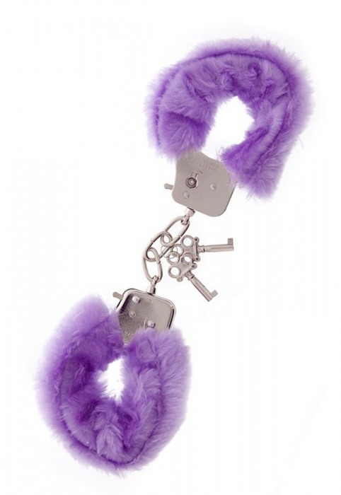 Фиолетовые меховые наручники METAL HANDCUFF WITH PLUSH LAVENDER - Dream Toys - купить с доставкой в Обнинске