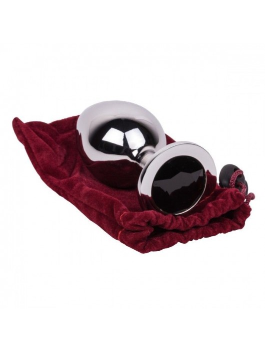 Большой стальной плаг с черным кристаллом Black Rave - 9,5 см. - Erotic Fantasy - купить с доставкой в Обнинске