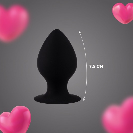 Черная анальная пробка с ограничителем - 7,5 см. - Волшебная страна