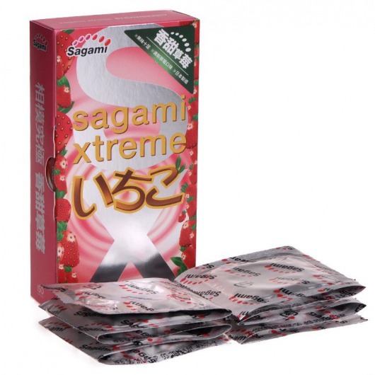 Презервативы Sagami Xtreme Strawberry c ароматом клубники - 10 шт. - Sagami - купить с доставкой в Обнинске