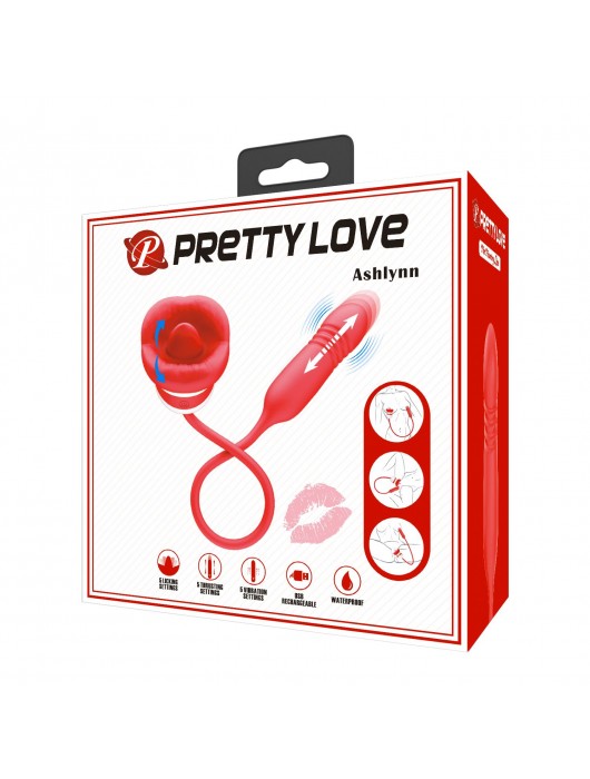 Красное продолговатое виброяицо Ashlynn с клиторальным стимулятором - Baile