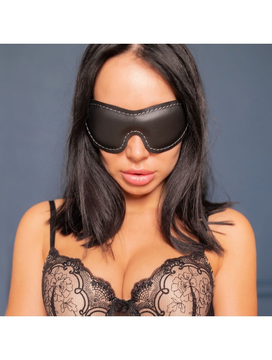 Черная мягкая закрытая маска из натуральной кожи - Crazy Handmade - купить с доставкой в Обнинске