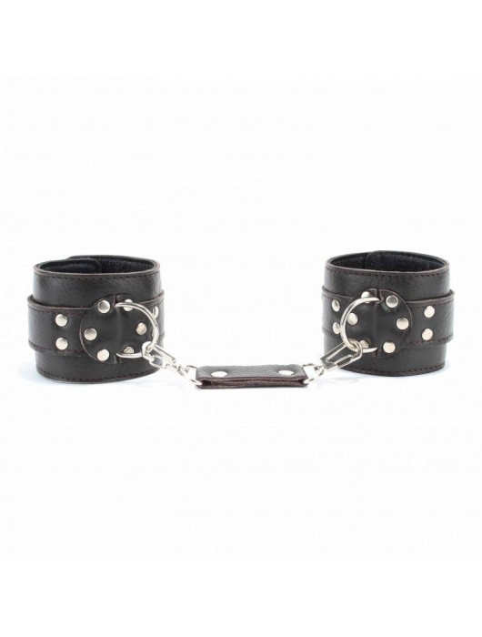 Коричневые оковы из мягкой кожи на металлической цепочке - БДСМ Арсенал - купить с доставкой в Обнинске