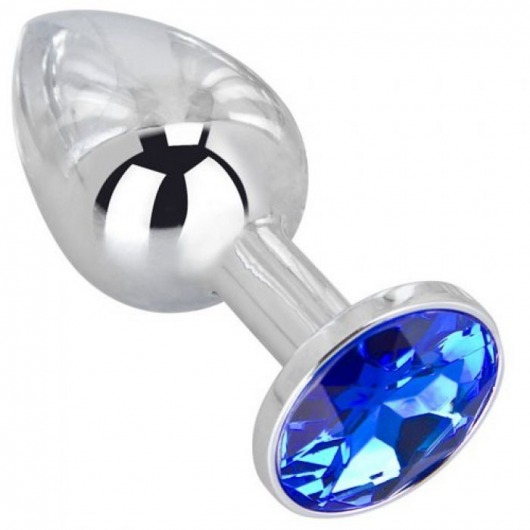 Анальное украшение BUTT PLUG  Small с синим кристаллом - 7 см. - Anal Jewelry Plug - купить с доставкой в Обнинске