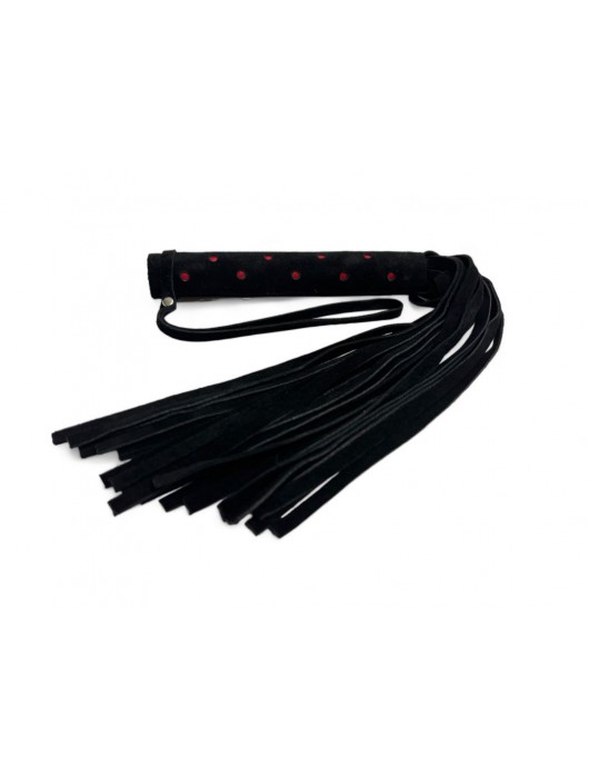 Черная замшевая плеть с красными точками на рукояти Red dot Princess - 43 см. - БДСМ Арсенал - купить с доставкой в Обнинске