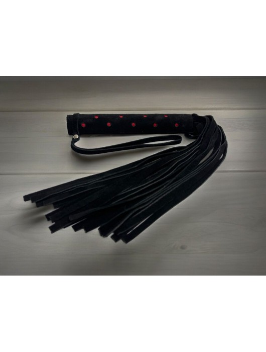 Черная замшевая плеть с красными точками на рукояти Red dot Princess - 43 см. - БДСМ Арсенал - купить с доставкой в Обнинске