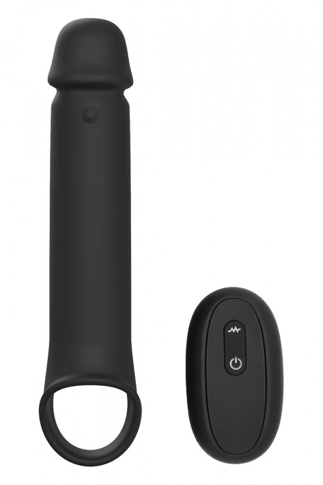 Черная насадка-удлинитель с вибрацией Vibrating Extender With Remote - Dream Toys - в Обнинске купить с доставкой