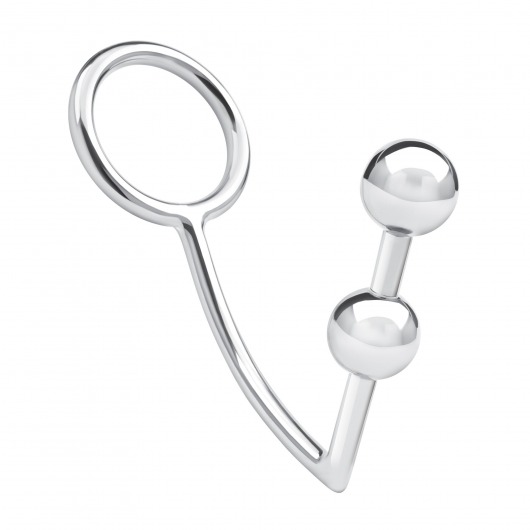 Кольцо на пенис с анальным стимулятором Two Bead Stainless Steel Anal Hook   Cock Ring - BlueLine - в Обнинске купить с доставкой