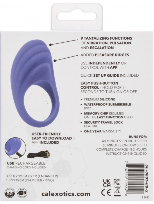 Фиолетовое эрекционное виброкольцо Couples Ring с управлением через приложение - California Exotic Novelties - в Обнинске купить с доставкой