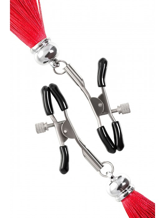 Зажимы на соски «Прищепки» с красными кисточками из шелка - Pecado - купить с доставкой в Обнинске