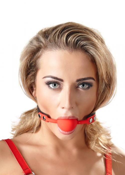 Силиконовый кляп-шар на чёрных ремешках Red Gag silicone - Orion - купить с доставкой в Обнинске