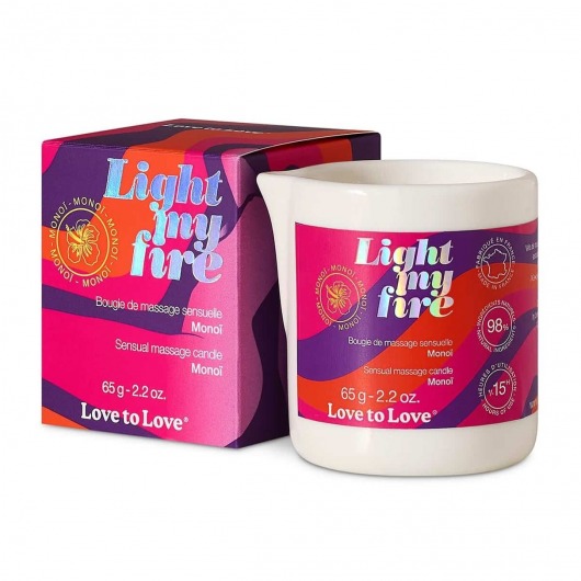 Массажная свеча Light My Fire с ароматом моной - 80 мл. - Love to Love - купить с доставкой в Обнинске