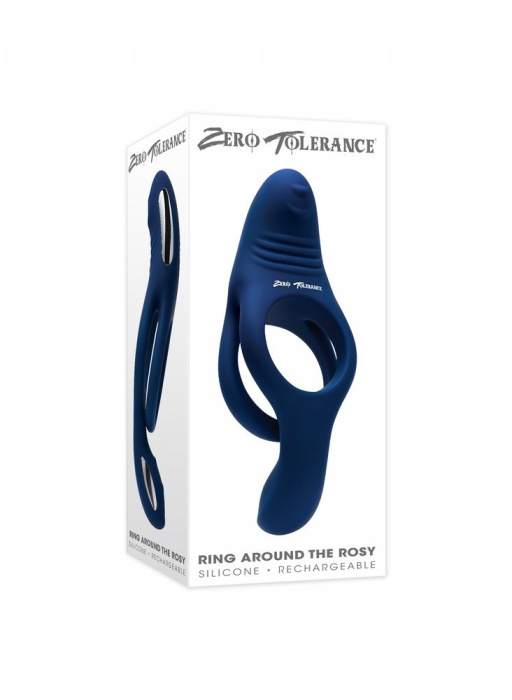 Синее эрекционное виброкольцо с двойным подхватом мошонки Ring Around The Rosy - Zero Tolerance - в Обнинске купить с доставкой
