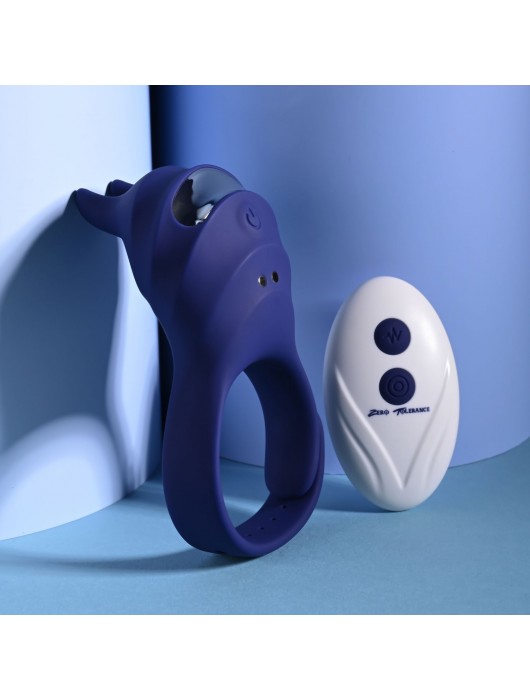 Синее эрекционное виброкольцо с клиторальной подушечкой и пультом ДУ Adjustable Fun Ring - Zero Tolerance - в Обнинске купить с доставкой