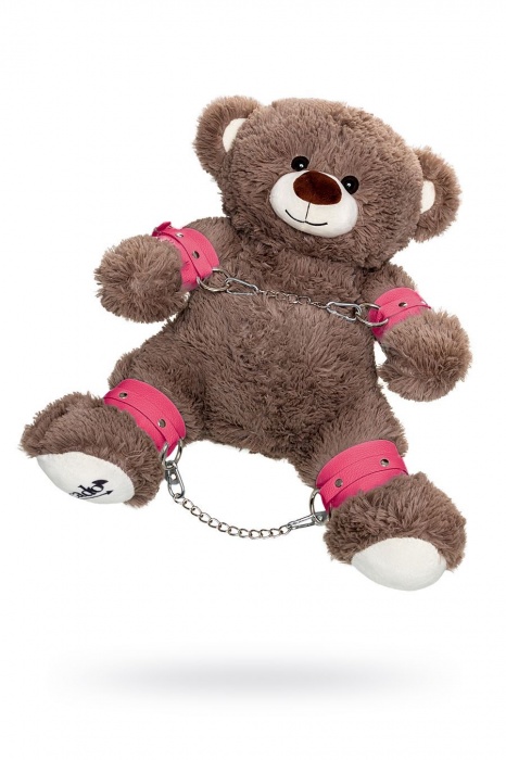 Бондажный набор: бурый мишка с розовыми оковами и наручниками - Pecado - купить с доставкой в Обнинске