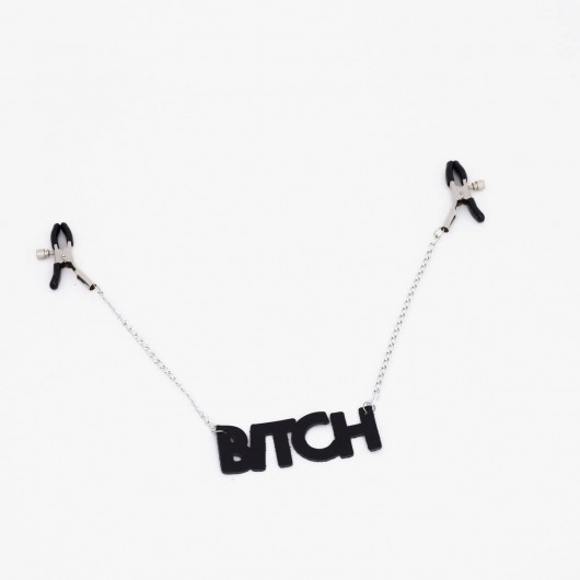 Зажимы на соски с кожаной подвеской Bitch - Crazy Handmade - купить с доставкой в Обнинске