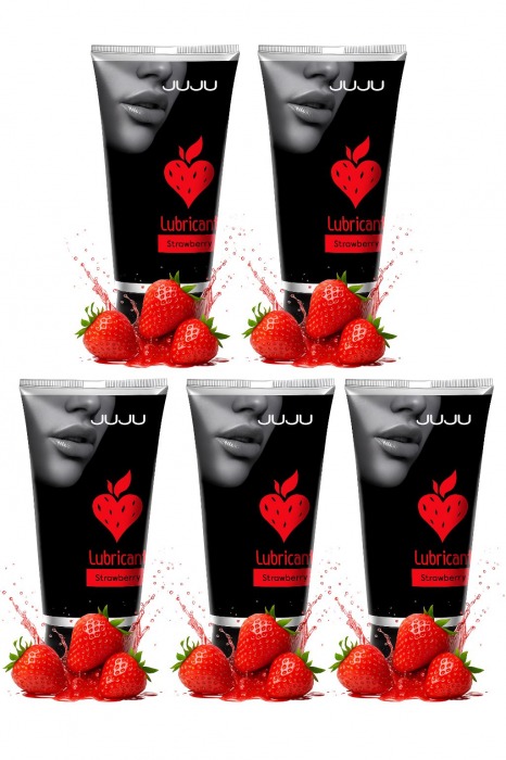 Набор из 5 съедобных лубрикантов JUJU со вкусом клубники - JuJu - купить с доставкой в Обнинске
