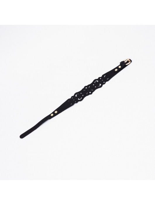 Черный ажурный чокер с золотистой фурнитурой - Crazy Handmade - купить с доставкой в Обнинске