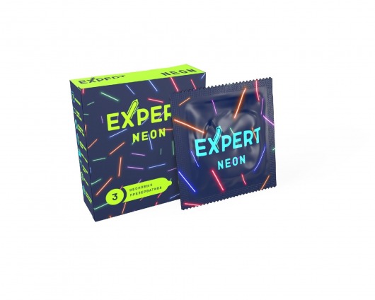 Светящиеся в темноте презервативы Expert Neon - 3 шт. - Expert - купить с доставкой в Обнинске